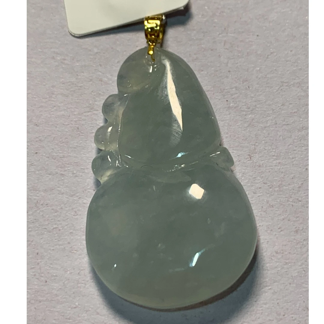 【京都玉品】18K金缅甸天然Ａ货翡翠冰葫芦【整体36X18X6，XX510】