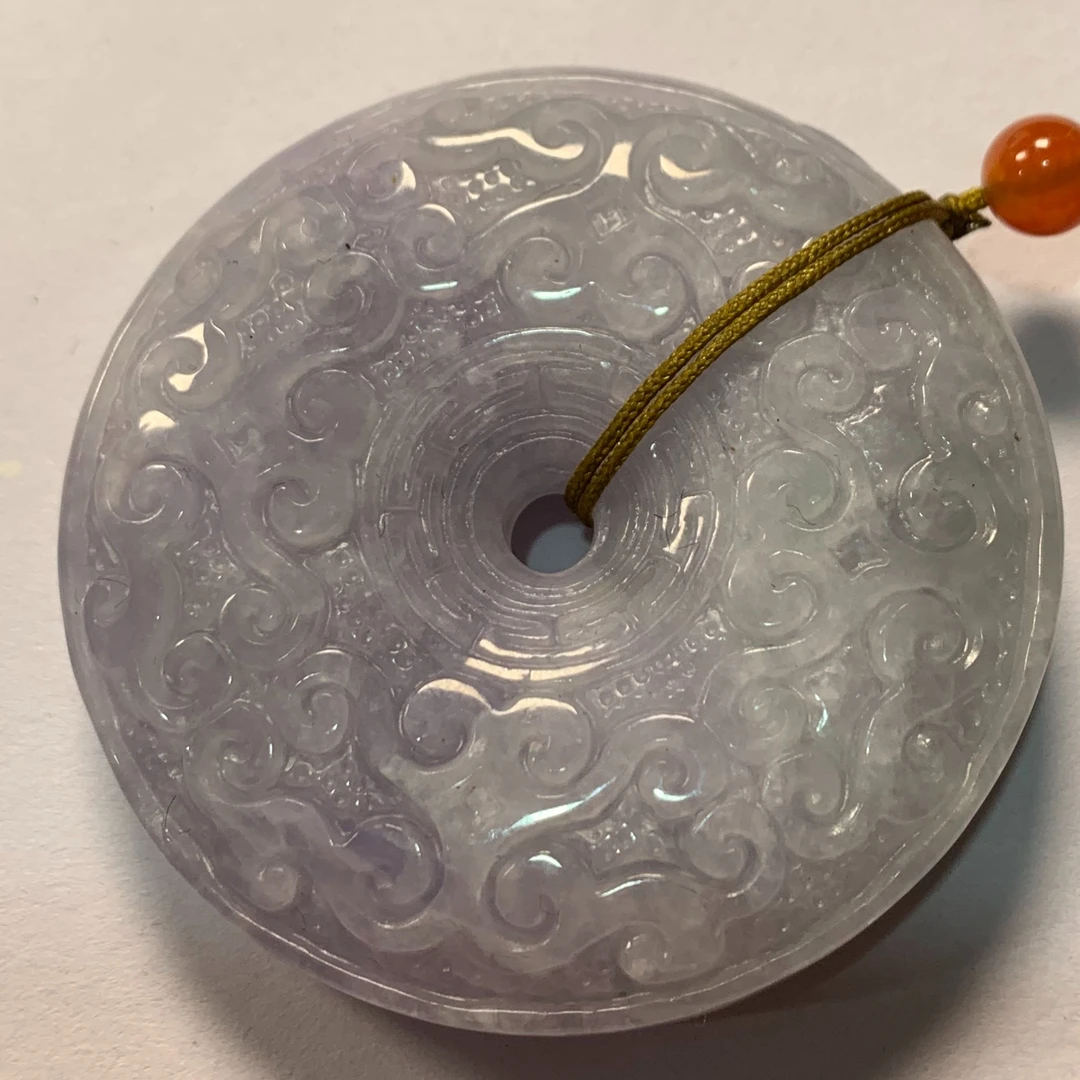 【京都玉品】1缅甸天然Ａ货翡翠满紫平安扣【裸石50X12X，XX512】