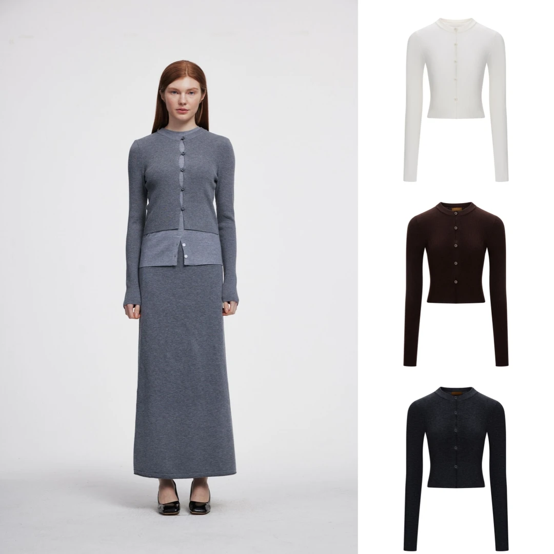 SOLSOL买手店KAJO设计师品牌24秋冬羊毛圆领纽扣开衫KJ2024AW016