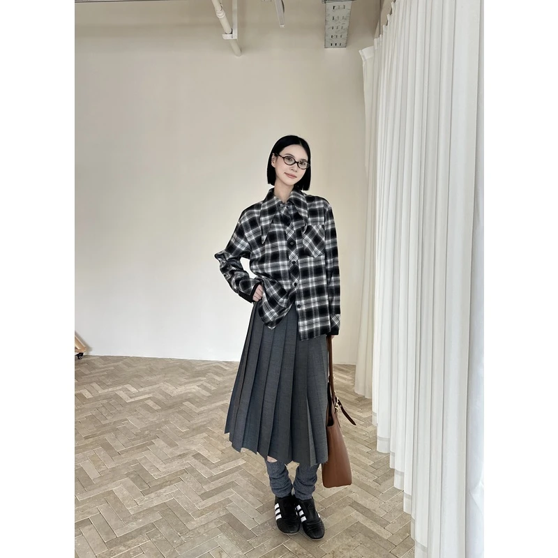 SOLSOL买手店 ANNENONO设计师品牌24秋格纹长袖衬衫ABD31TA084C8