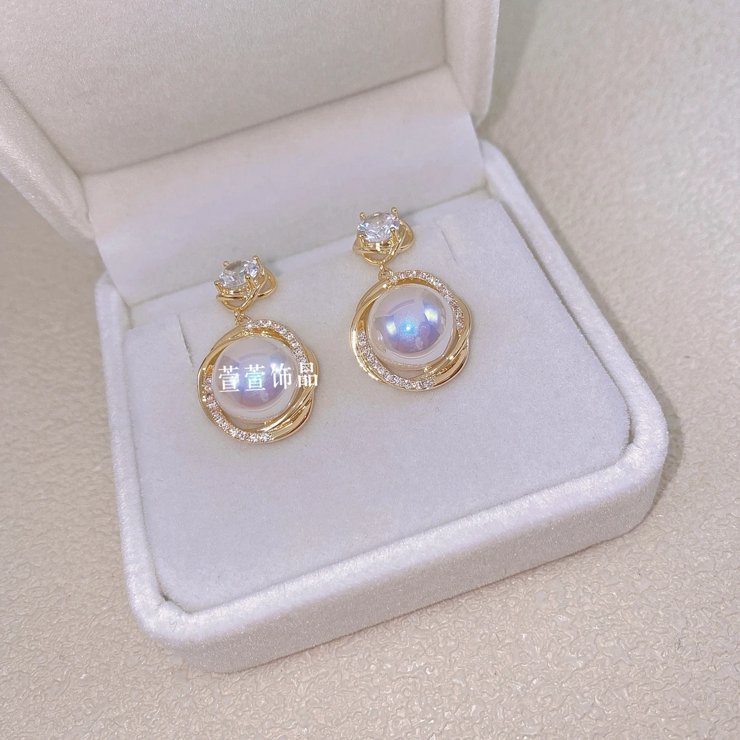 铜合金耳饰 气质轻奢百搭复古优雅法式珠珠耳环0161