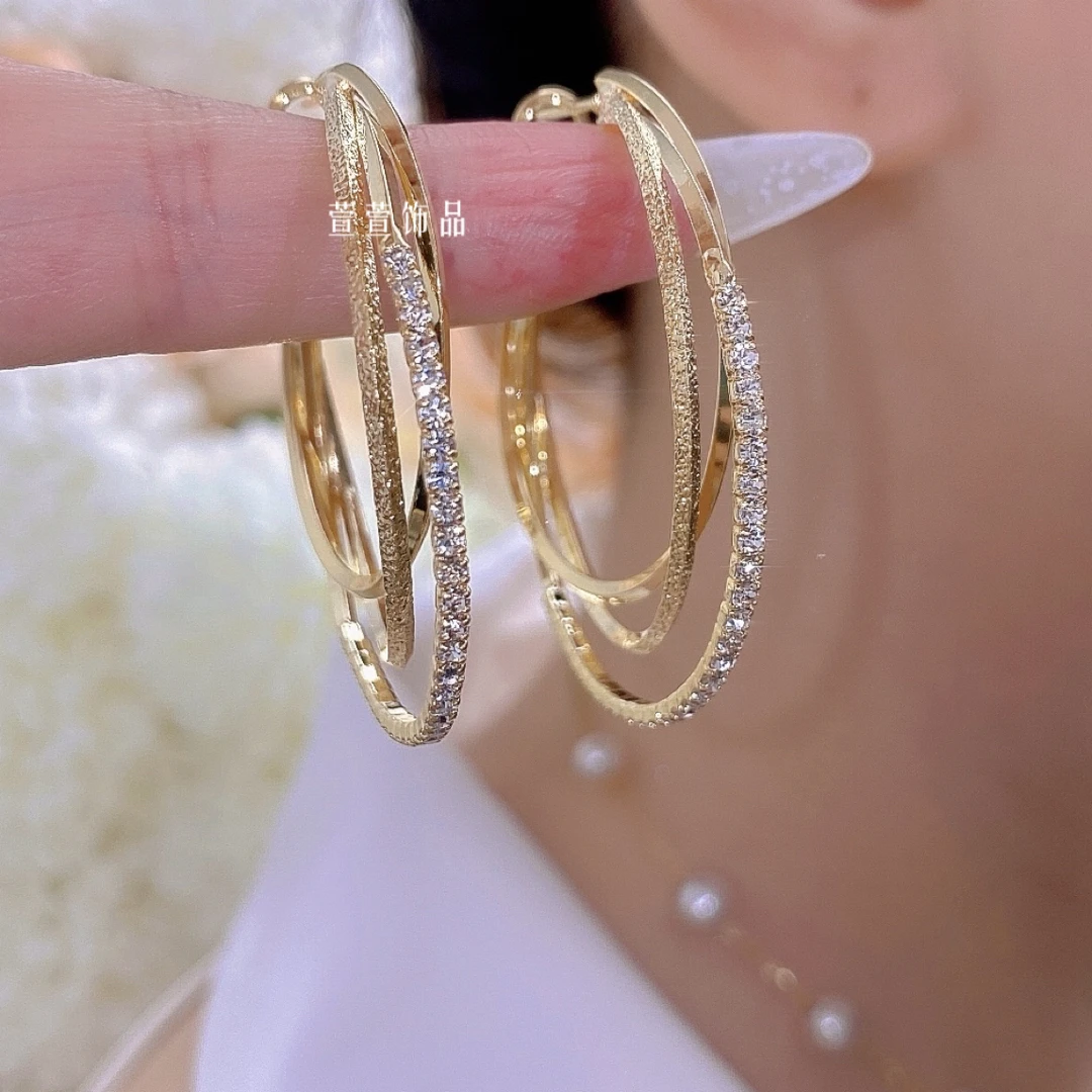 铜合金耳饰 耳圈轻奢时尚气质百搭大气大耳环个性耳环0263（内径3）