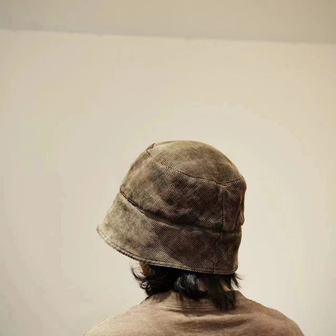 木木分享（疯子张）08223均码香云纱女士百搭经典抽绳黑咖帽子