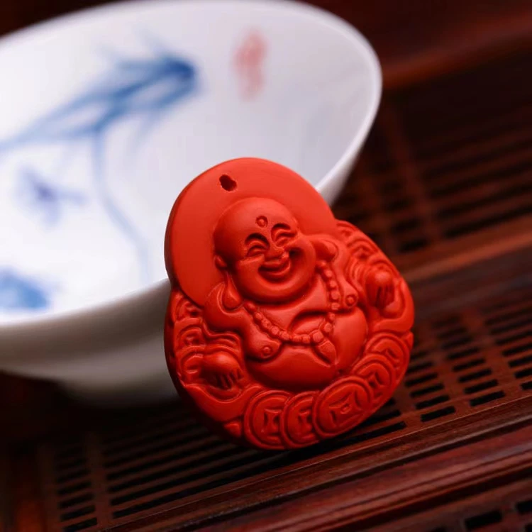 大肚弥勒朱砂色吊坠(送绳链)