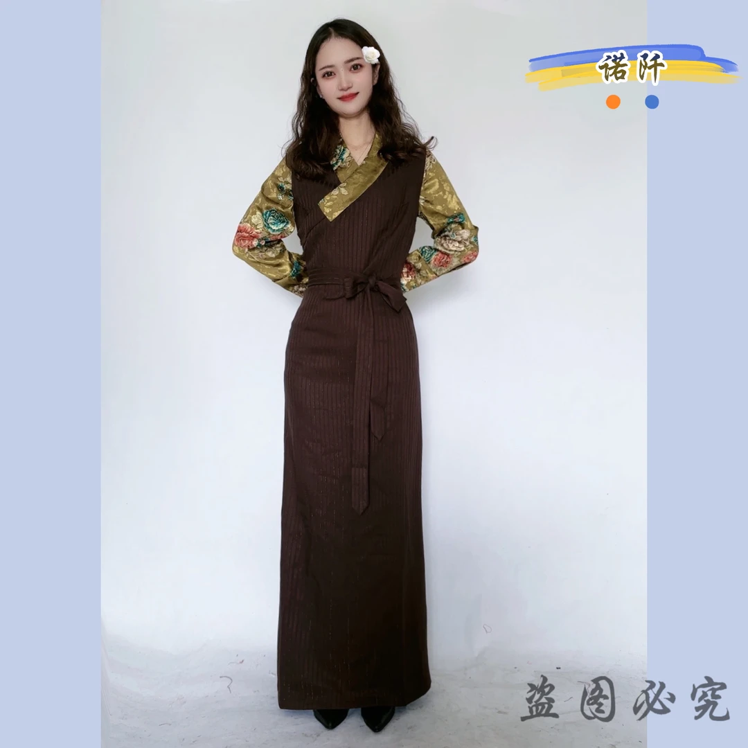 新款传统简约博拉西藏服长款藏式藏族服饰修身显瘦百搭