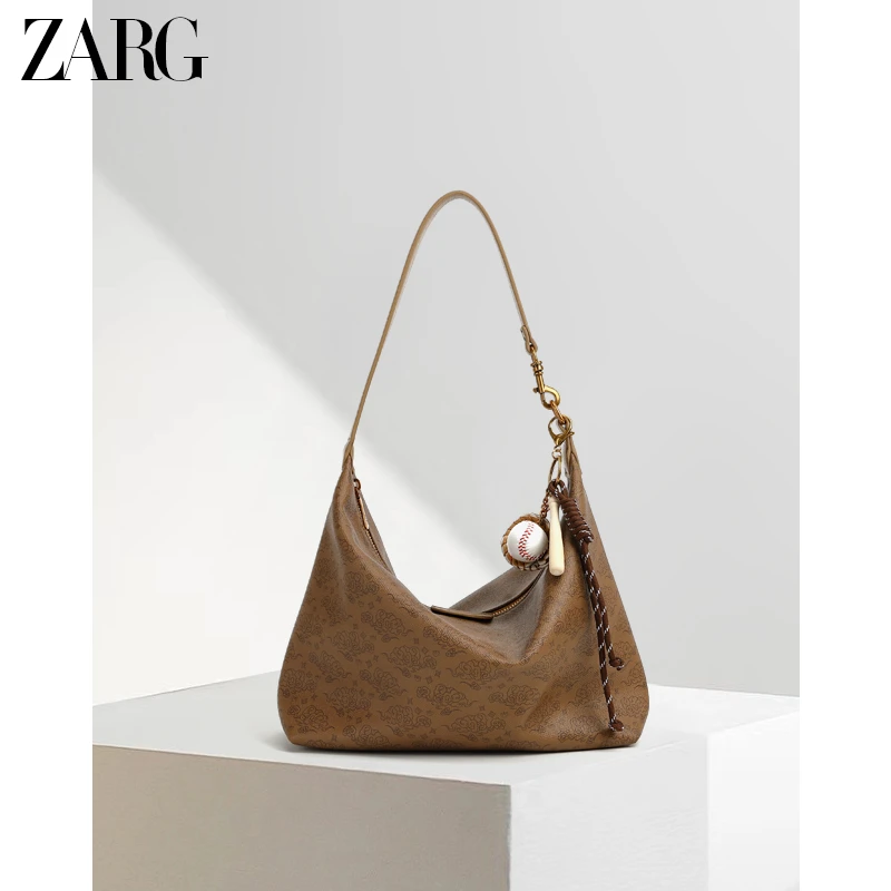 ZARG复古百搭休闲棕色祥云大托特zj-60246
