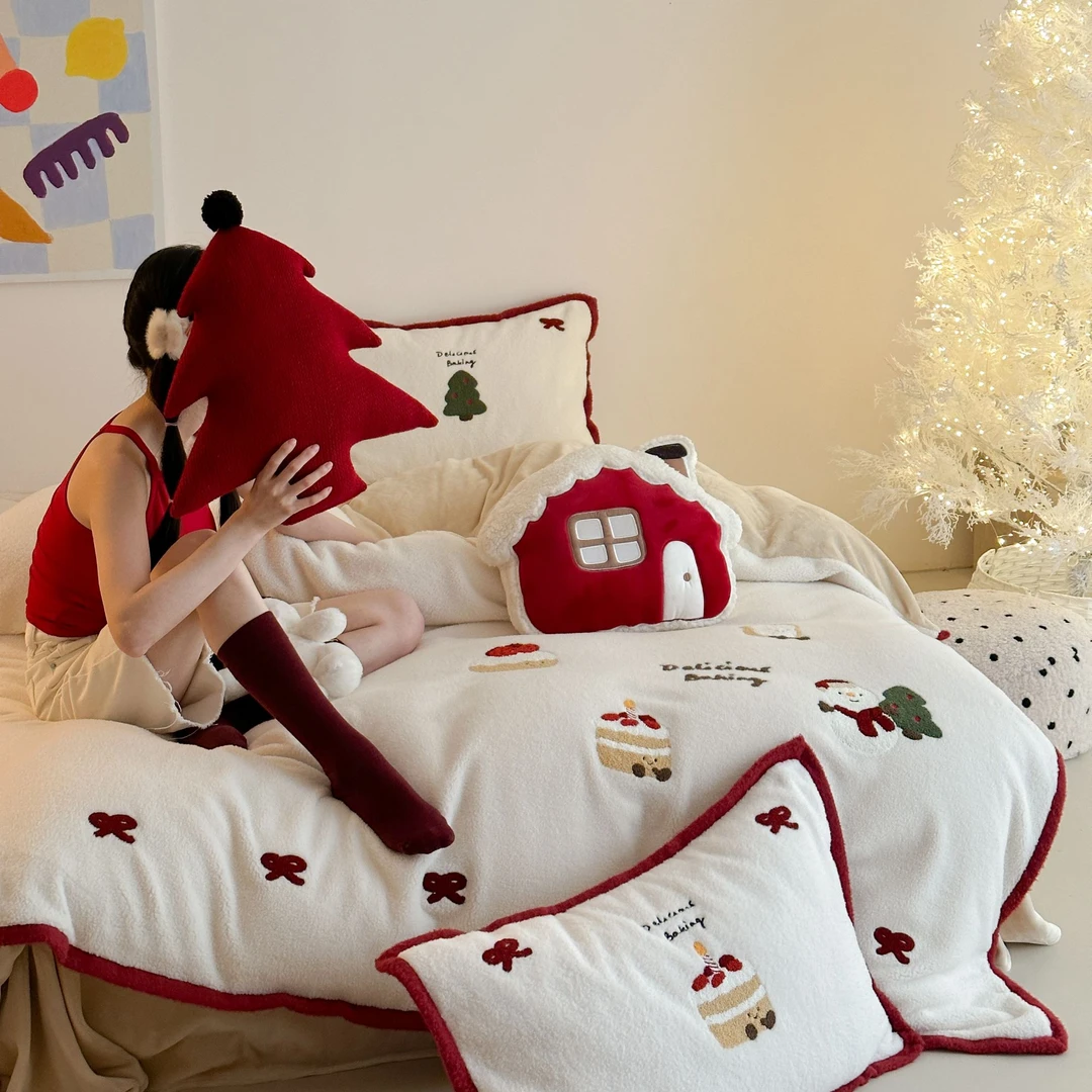 【MJ】雪芙奶糕 设计师款仿羊羔绒牛奶绒四件套秋冬加厚保暖套件