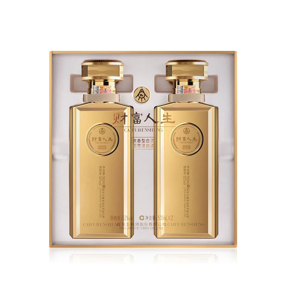 財富人生金砖双支装 浓香型固态法白酒 酒水节52度