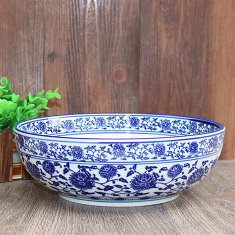 青花瓷面碗釉下彩大碗大码大号菜碗酸菜鱼水煮鱼盆酱菜盆龙虾碗