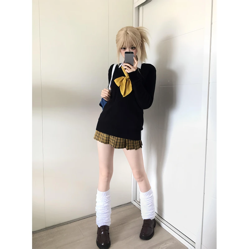 学院风原创慵懒长袖JK制服套头毛衣女小众上衣宽松针织衫套头毛衣