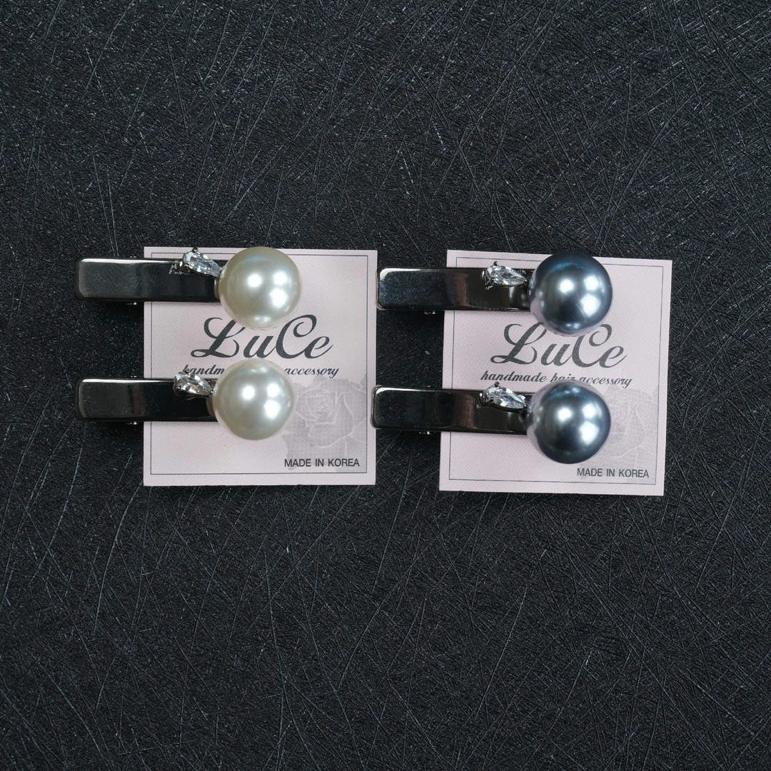 韩国LC珠珠水滴鸭嘴夹手工气质轻奢时尚百搭精致镶嵌精美韩版ins