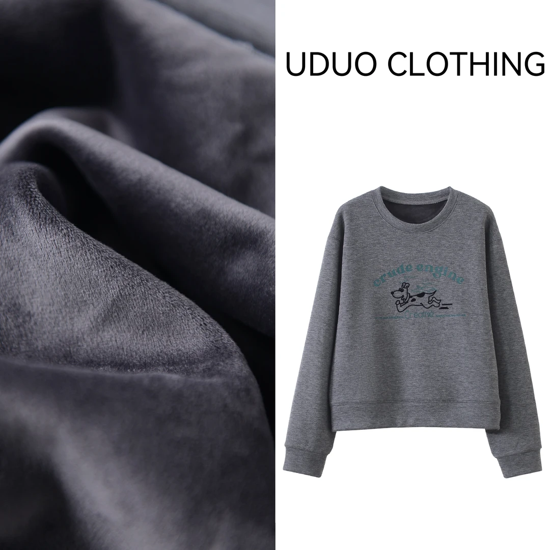uduo clothing【醋 酸 羊 毛】冬季韩版立体植绒小狗圆领加厚卫衣