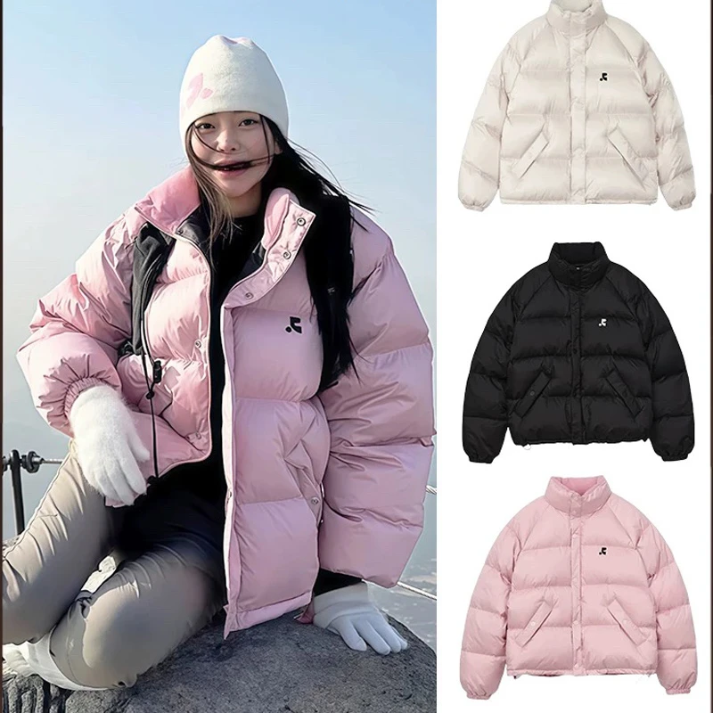 韩系小众2024秋冬新款四色羽绒服女学生立领加厚男女情侣外套