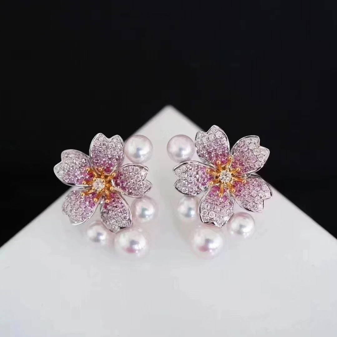 粉丝专属淡水珍珠花朵耳环