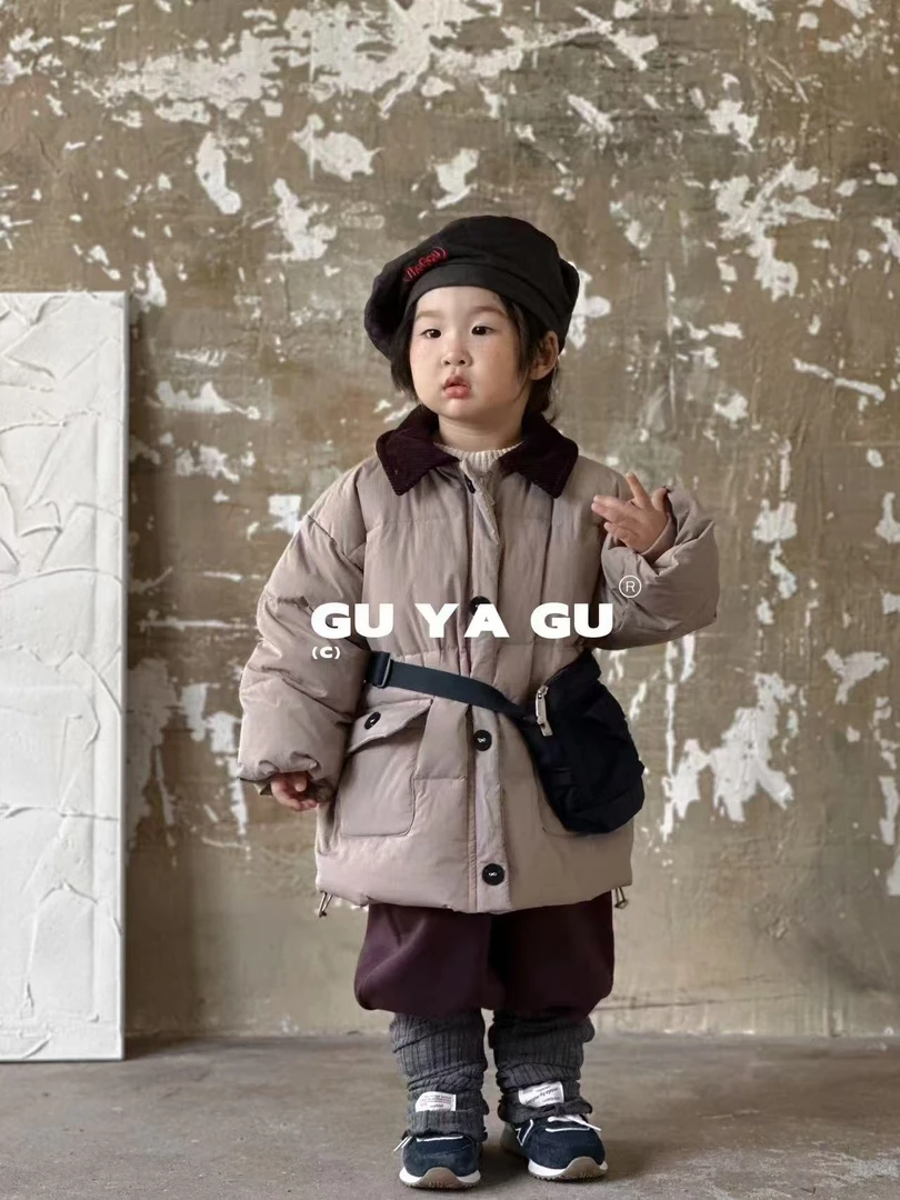 259100【古吖古】韩版灯芯绒领羽绒服