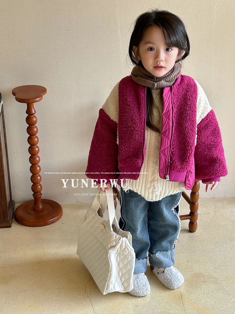 53A006韩系拼色毛毛外套                             Keke