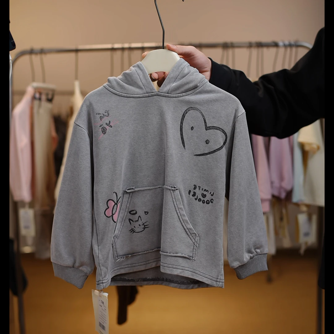 C4327 [BKT] 韩版洗褪连帽卫衣