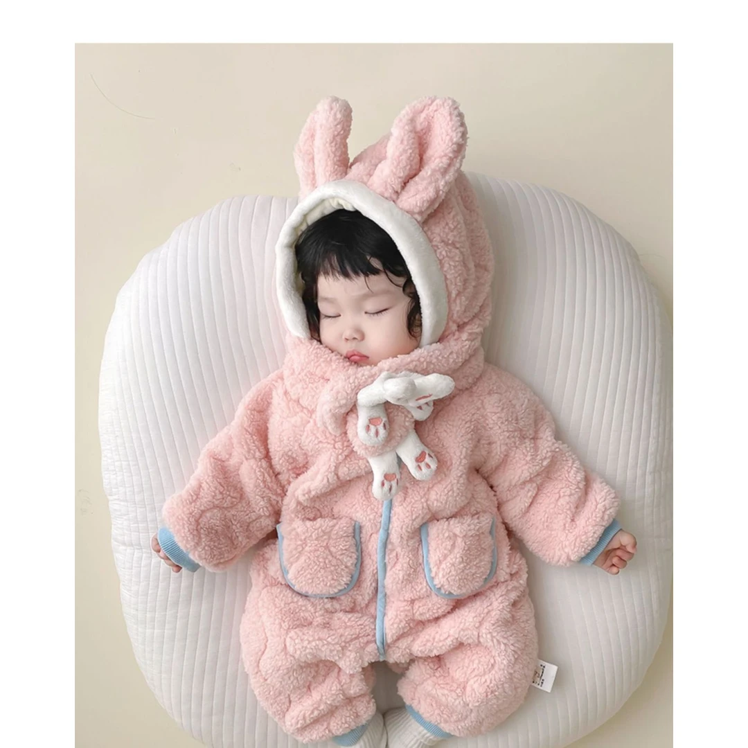 婴儿衣服冬装夹棉连体衣宝宝超萌加绒保暖哈衣冬季外出抱衣爬爬服