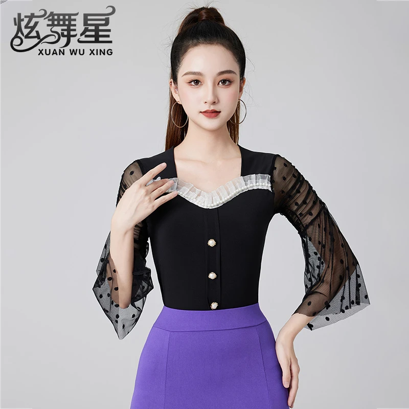 交谊舞上衣女舞服2025新款连体衣高级拉丁舞衣气质成人国标演出服