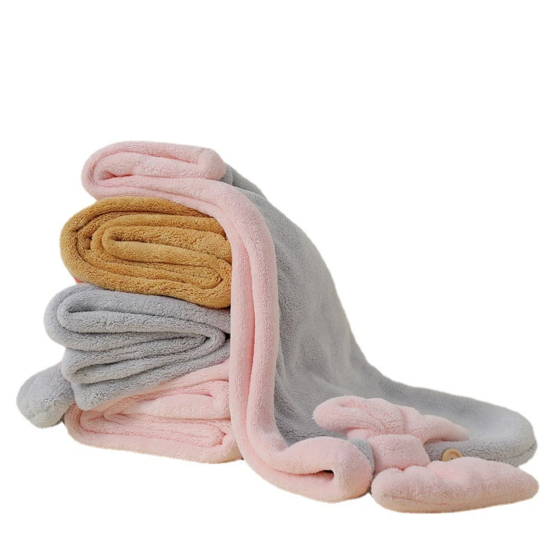 新款女干发帽蝴蝶结加厚长头发干发巾加密珊瑚绒包头巾吸水神器