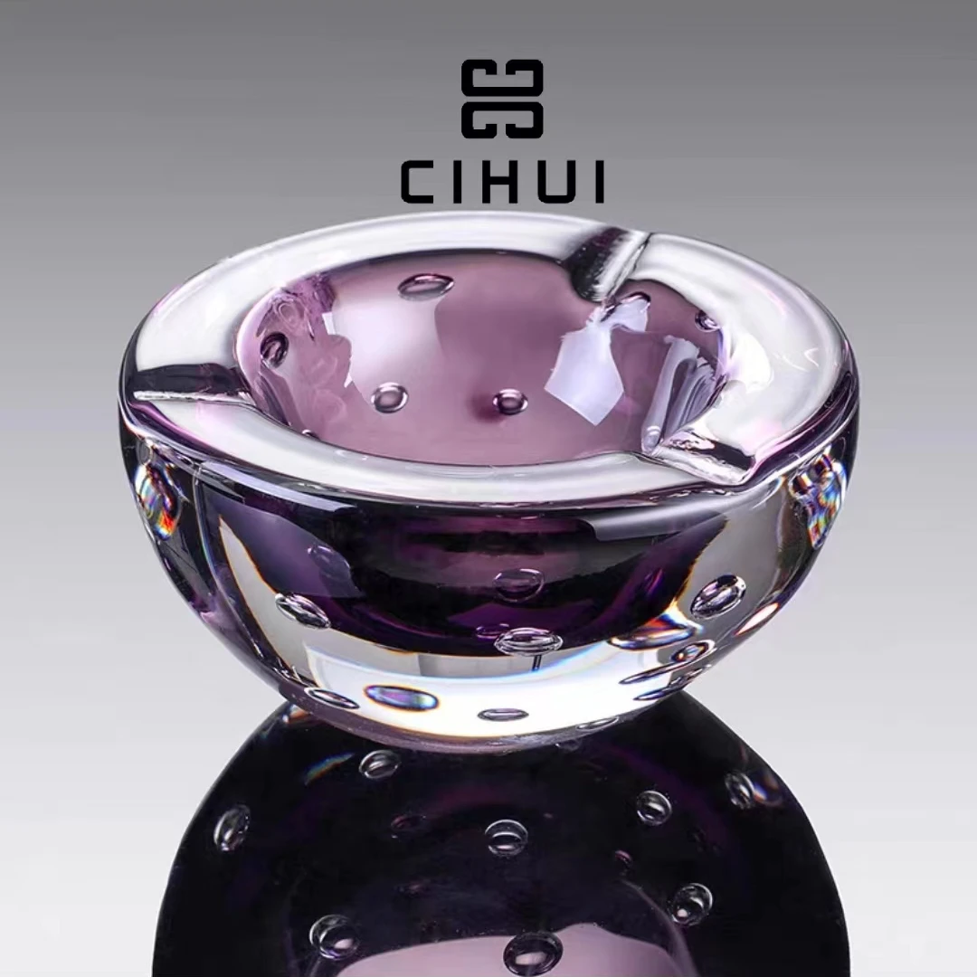 创意水晶玻璃琉璃小盒家用客厅大号个性潮流办公室玻璃收纳碗14cm