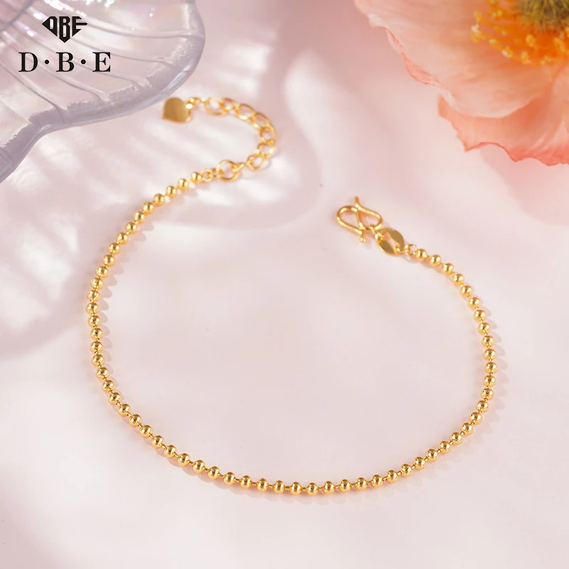 【DBE珠宝】5G足金黄金小米珠光面金珠清新小众女款百搭手链3.54g