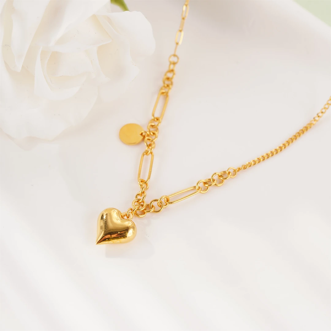 【DBE珠宝】5G足金新款黄金时尚简约法式环环相扣爱心桃心套链6.93g