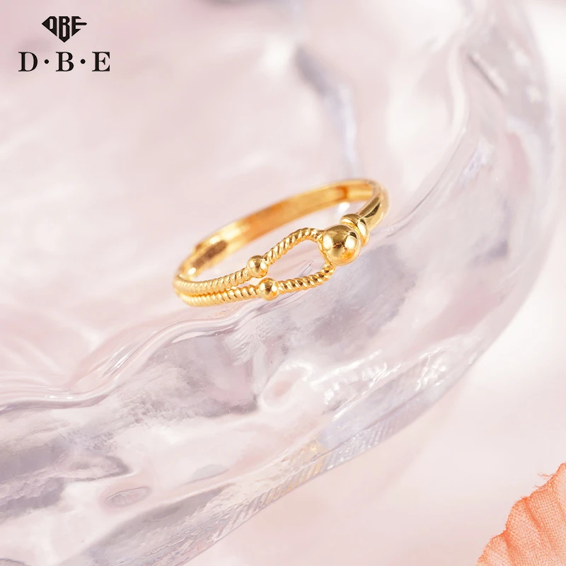 【DBE珠宝】 5G足金c形弹簧马蹄扣气质轻奢经典活口百搭戒指