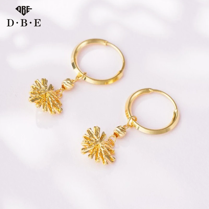 【DBE珠宝】足金女款气质时尚小众精美个性雪花爱心流苏耳圈 3.15g