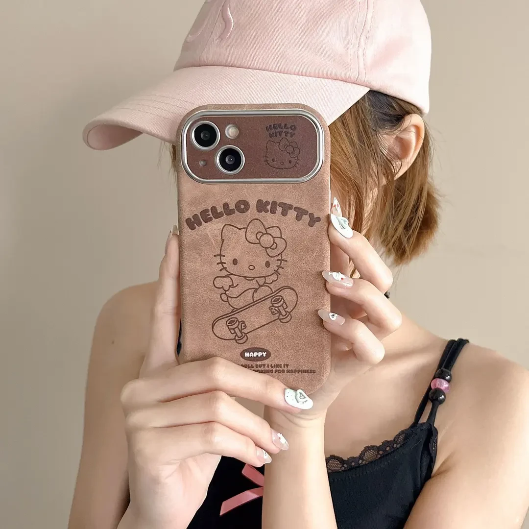 秋冬皮革棕色小熊抱兔兔适用iPhone15promax苹果14手机壳13全包12