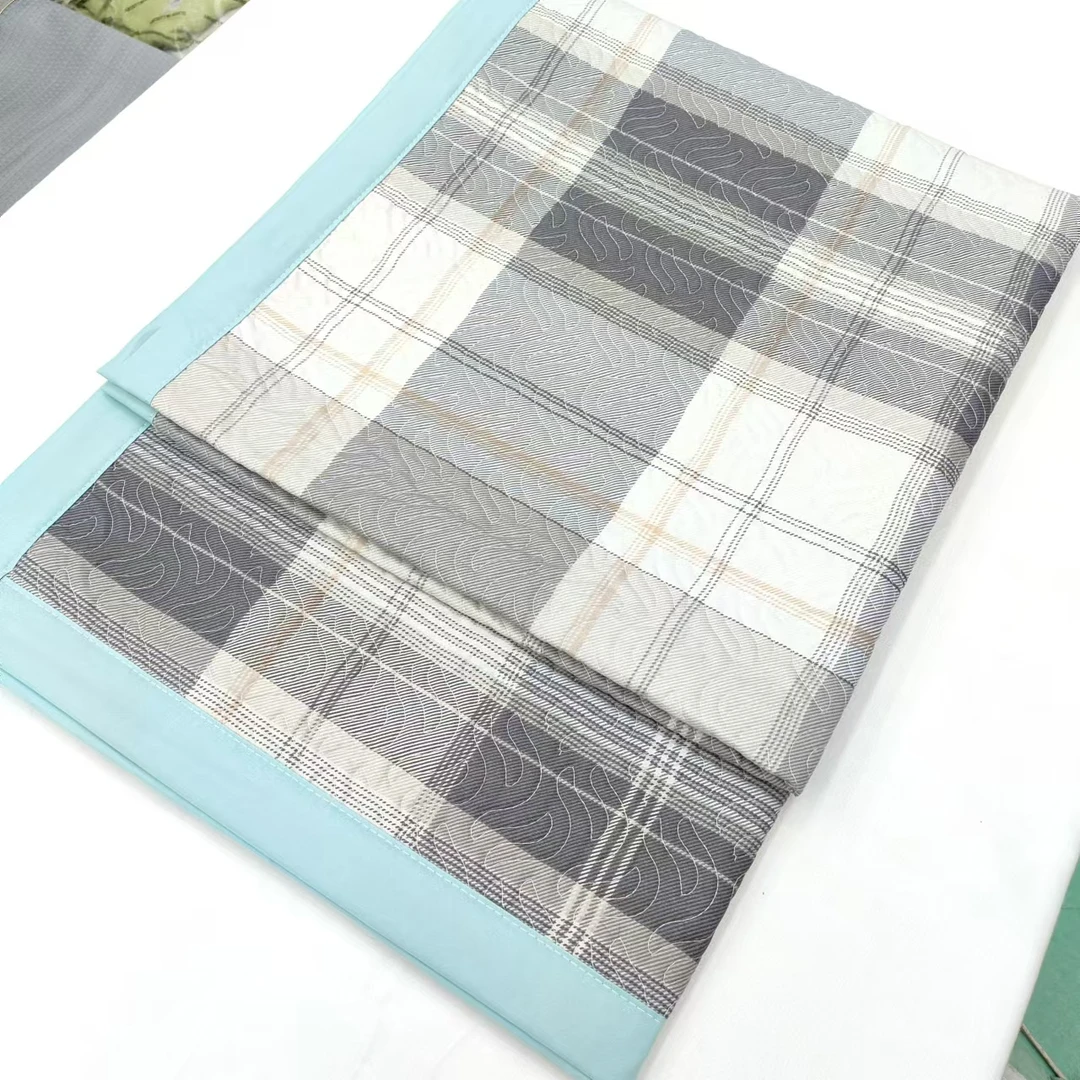 【包边床盖】<条纹灰格>90X220cm<±5cm>绗缝 多功能水洗透气柔软