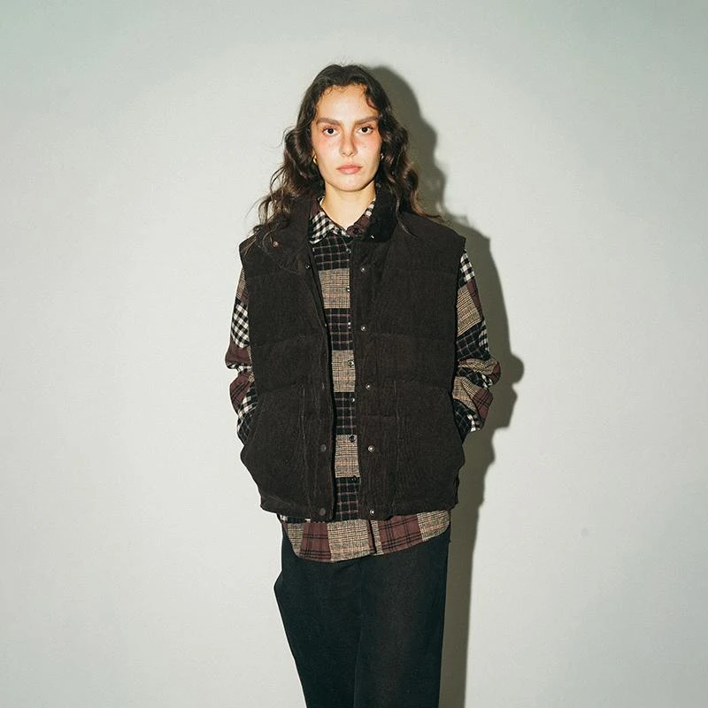 【拜年穿搭】 THE ENES秋冬圆领灯芯绒云绒保暖棉马甲