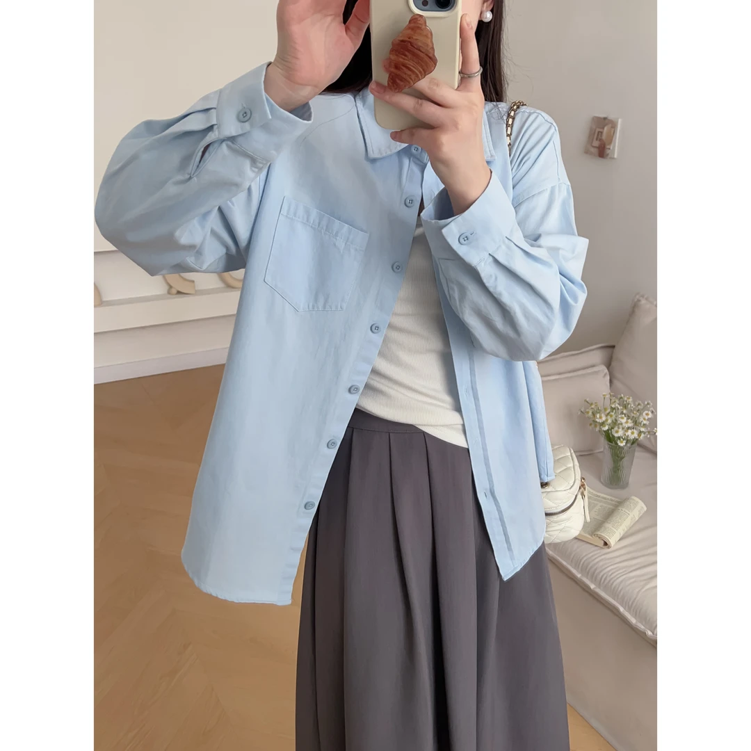 【磨毛衬衫】2025新韩版显瘦纯棉高品质爆款衬衫女外穿宽松长袖