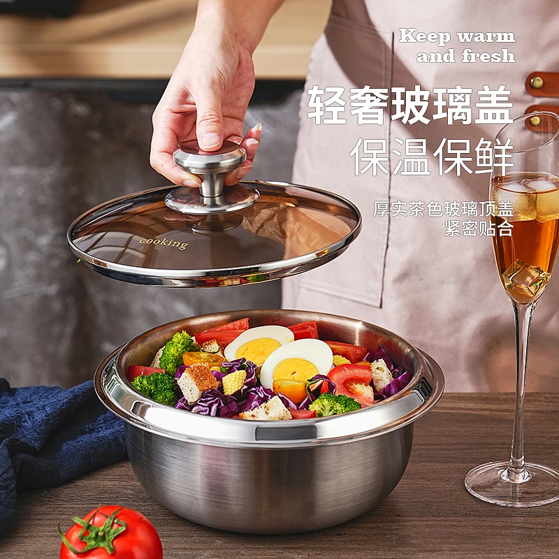 SUS304不锈钢多用烹饪盆 火锅盆料理盆汤盆海鲜锅干锅加厚