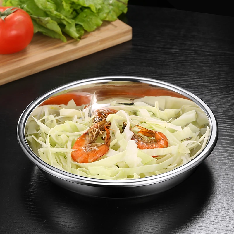 【26cm盘两个装】304不锈钢加厚托盘餐盘水果盘家用厨房平盘凉皮盘