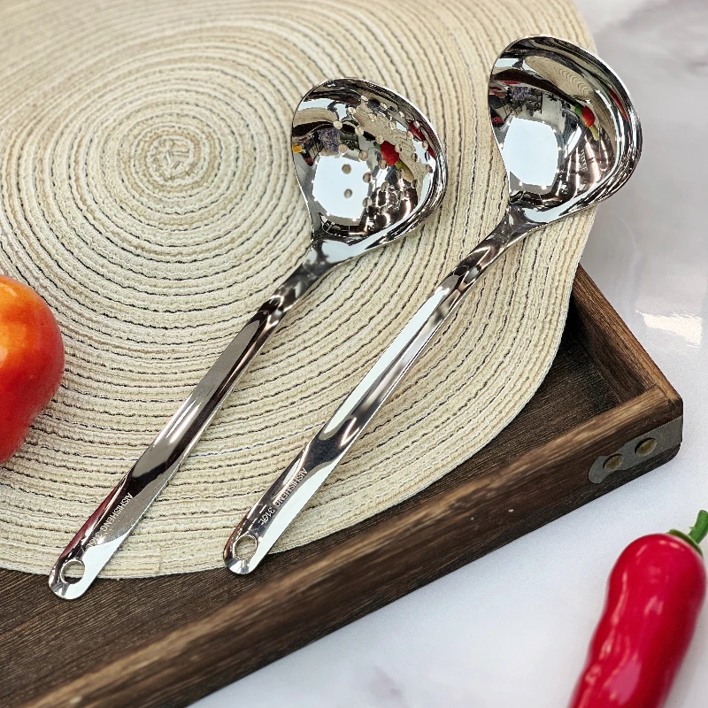 新型18/10不锈钢火锅汤勺漏勺套装火锅勺家用加厚盛汤勺子喝汤勺