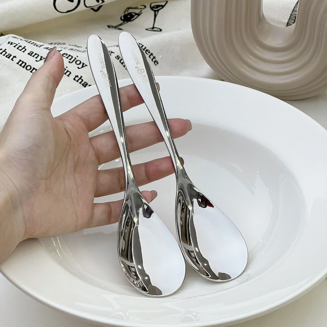 【大号钢勺两支装】304小汤勺 家用汤匙长柄设计吃饭喝汤专用