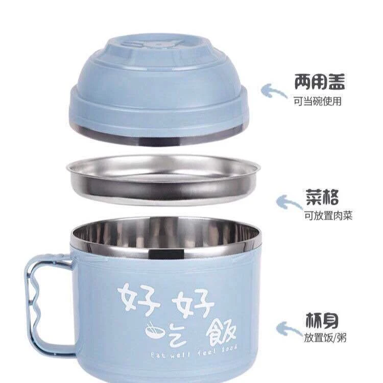 不锈钢快餐杯泡面碗带盖大号学生饭盒上班族宿舍碗筷成人餐盒