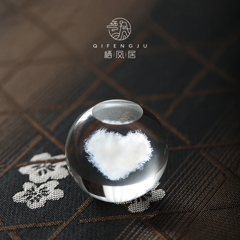 栖凤居水晶球盖置盖托办公家用茶搁茶具茶杯垫创意复古茶器小摆件