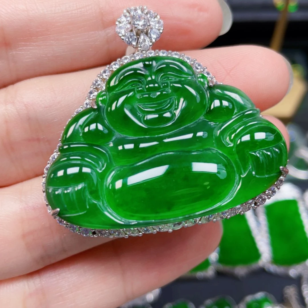翡翠吊坠(赠链)银S925镶嵌吊坠