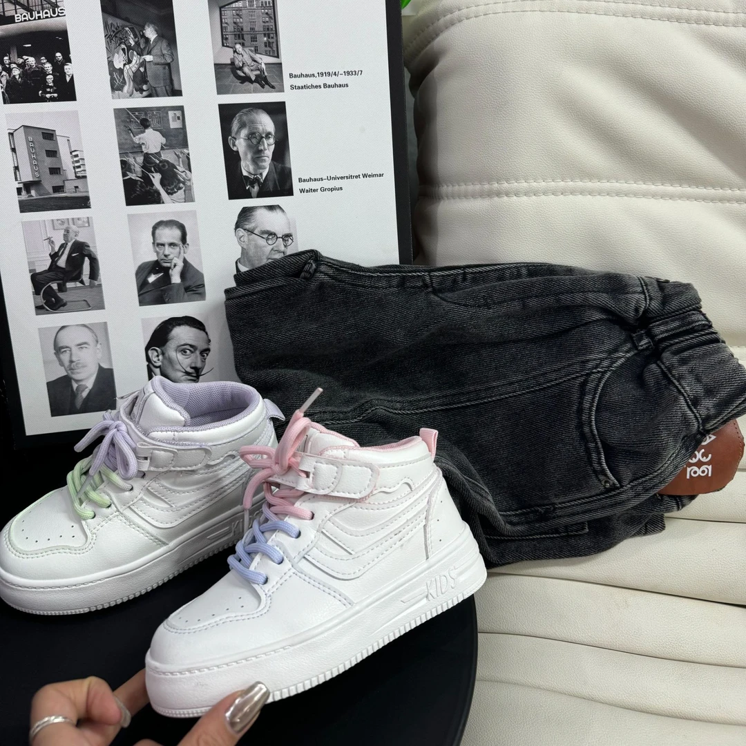 （嘻涵专属）1303儿童皮面鞋男童透气高帮板鞋时尚厚底百搭