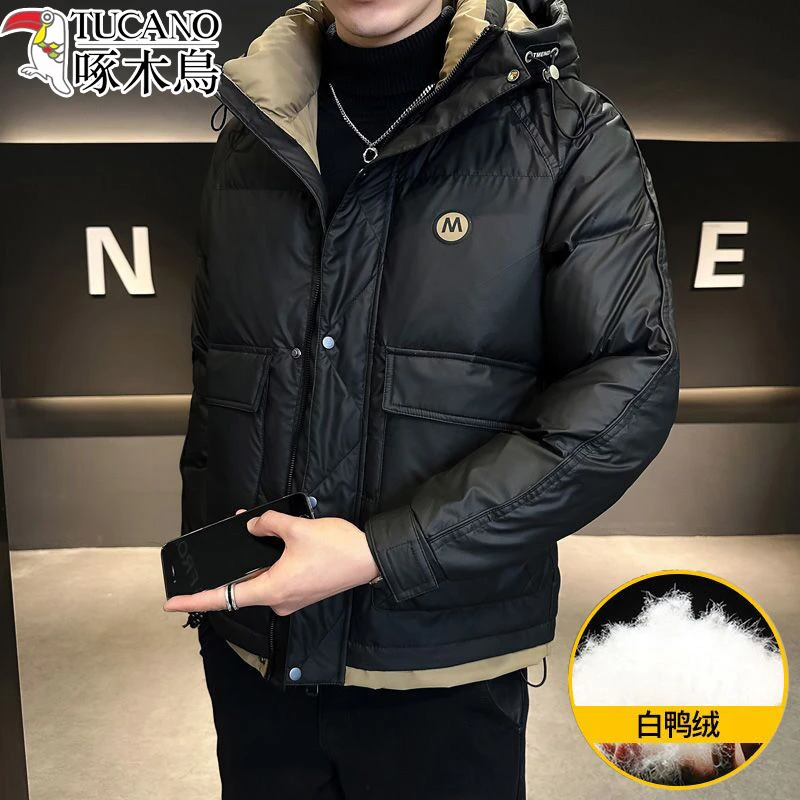 TUCANO/啄木鳥羽绒服男士冬季新款连帽短款外套正品加厚保暖冬装