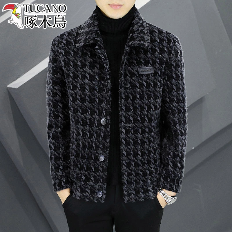 TUCANO/啄木鳥呢子男外套冬季男士加棉加厚休闲夹克高端翻领毛呢