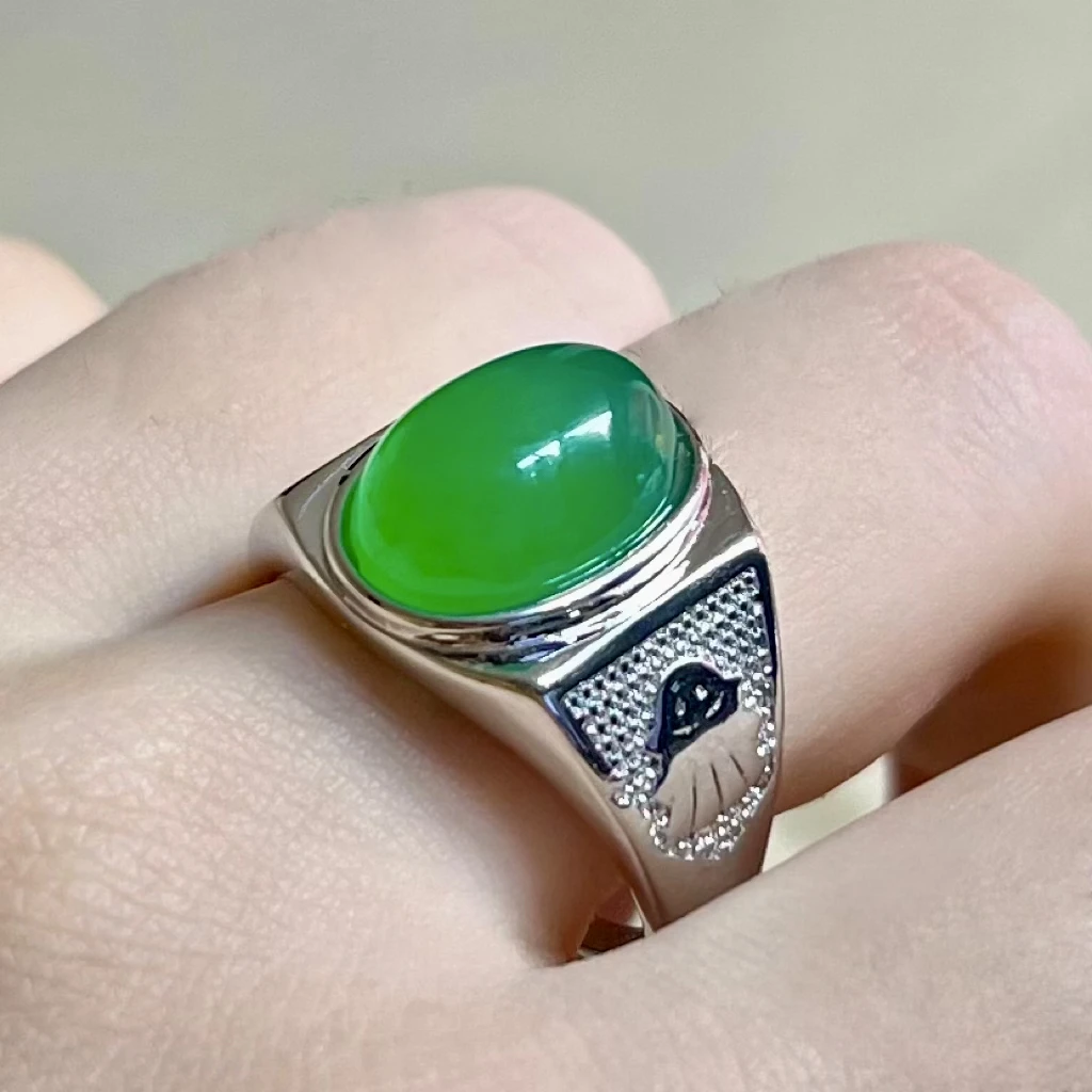 【富嘉珠宝】澳洲玉，澳绿宝蛋面戒指