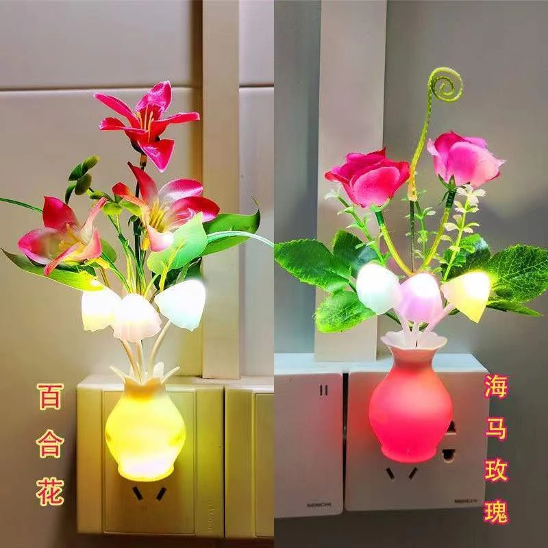 小夜灯最新款光控感应卧室床头起夜灯夫妻房间氛围灯七彩蘑菇变色