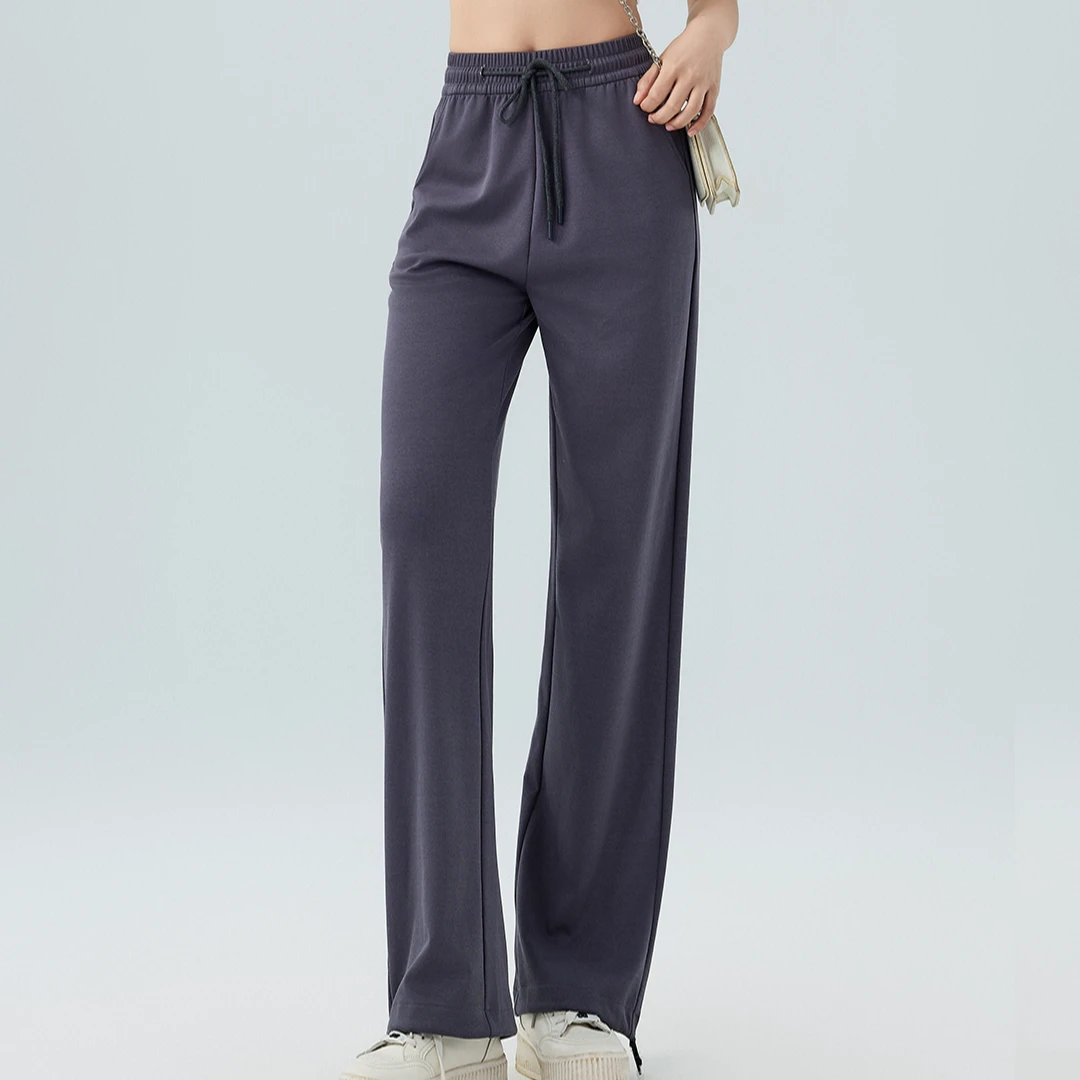 女士高腰宽松休闲外穿垂感直筒裤 脚口可切换 25015