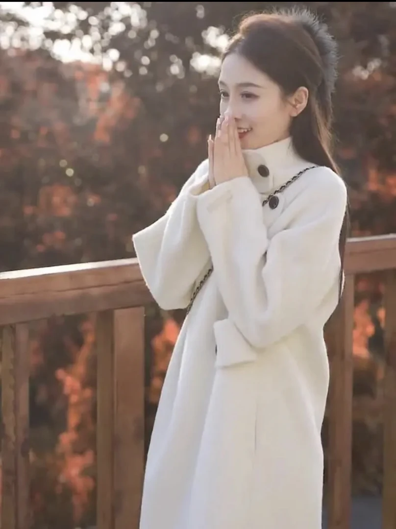 轻奢羊毛网红双面呢气质时尚百搭中长款秋冬加厚冬季双面呢大衣