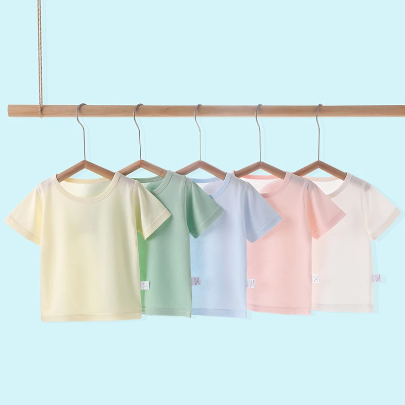 婴儿夏季薄款莫代尔短袖T恤宝宝冰感透气半袖薄衣服夏天儿童上衣