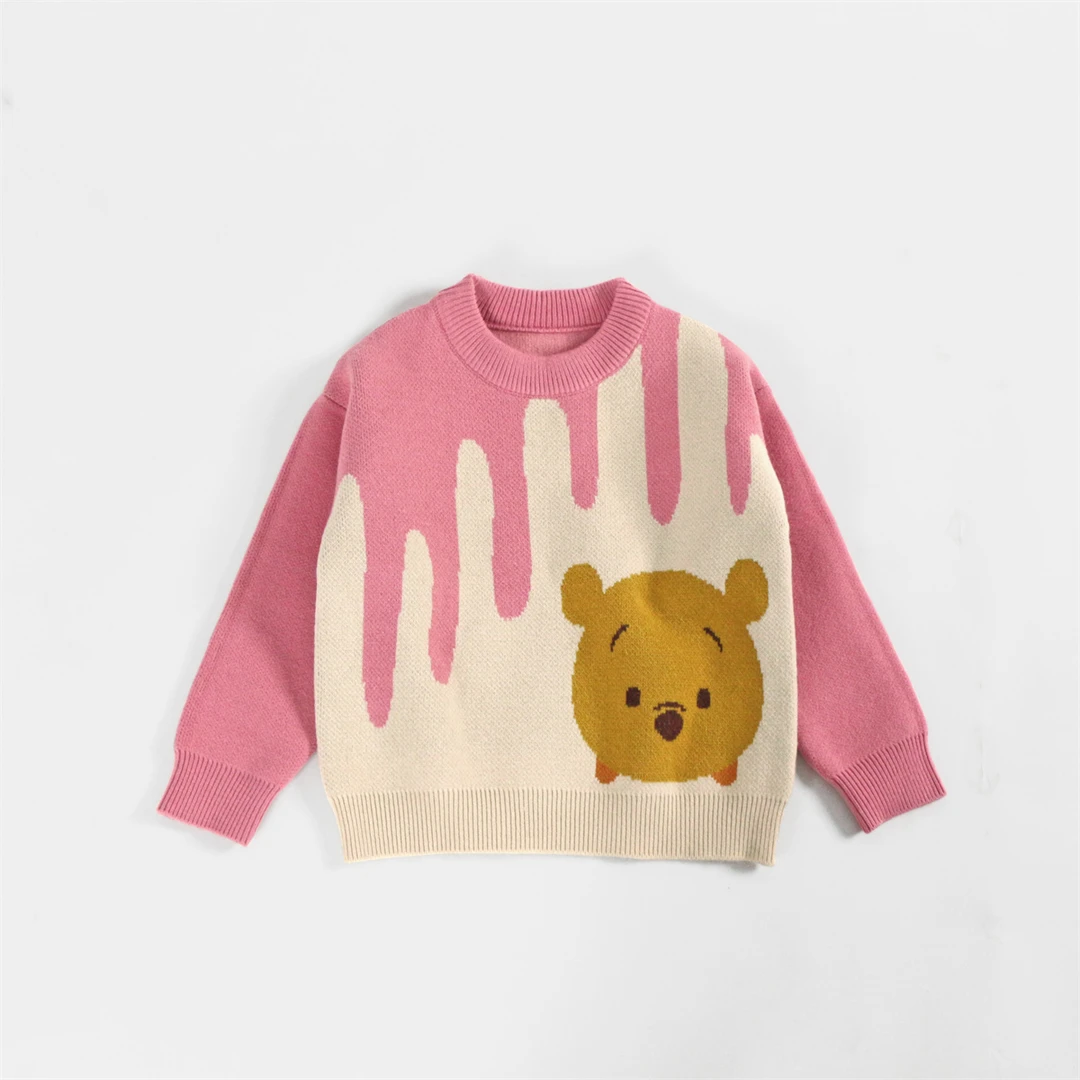 Disney/迪士尼儿童针织衫童装秋季男童女童宝宝卡通反季圆领毛衣