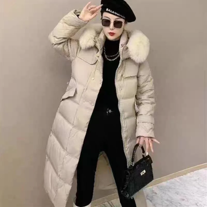 羽绒服女中长款加厚毛领过膝百搭修身显瘦外套冬季保暖YY006